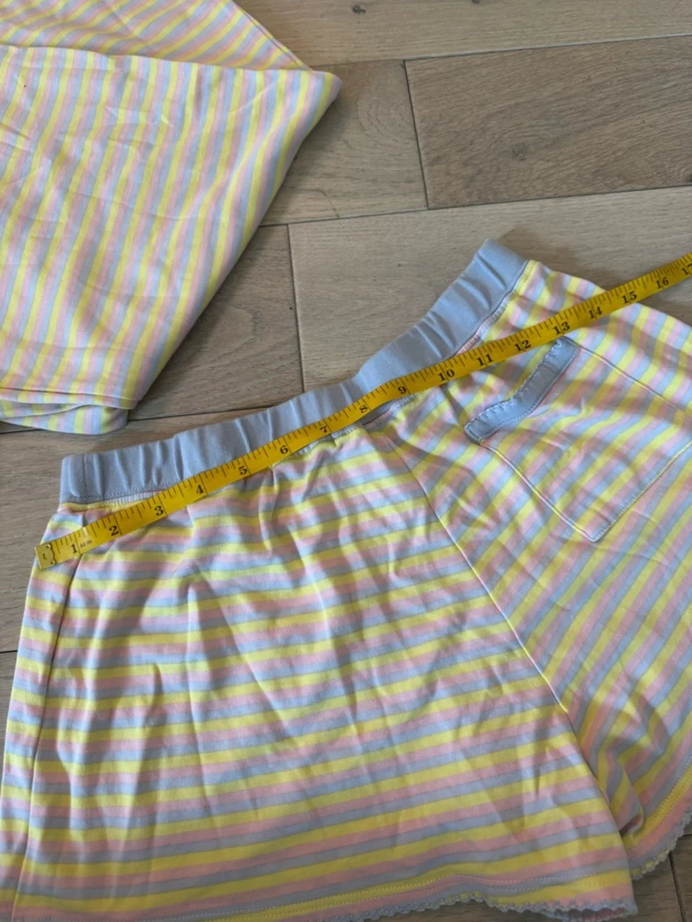 Women’s Yellow & White Striped 3-Piece Pajama Set - Long Sleeve, Pants & Shorts - Picture 7 of 9